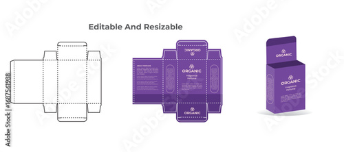 Perfume box design, Medicine Box Vector , die line design, box design, Cosmetic box template	
