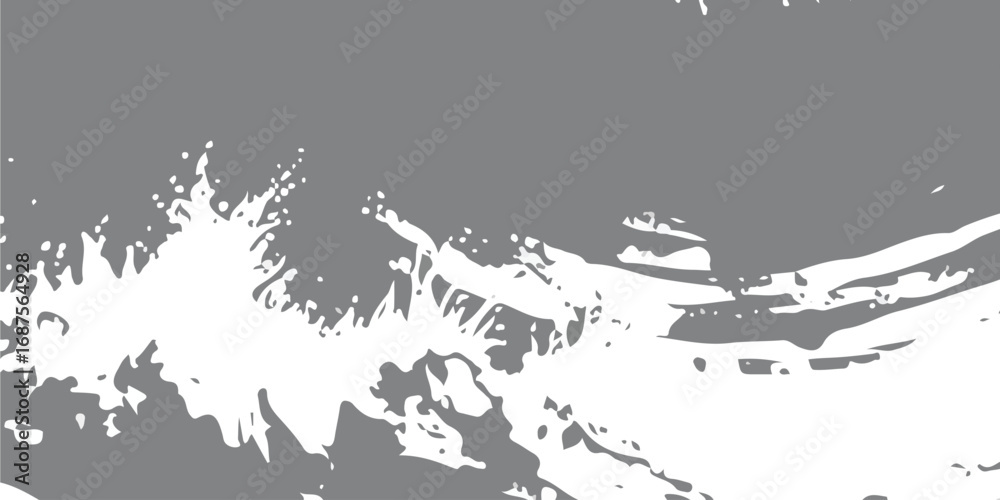Naklejka premium Oceanic Wave: Abstract depiction of ocean wave, evoking a sense of power, motion, and the raw energy of nature. The monochromatic scheme simplifies the essence of the sea. 