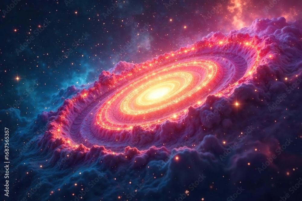 Obraz premium Abstract swirling nebula depicting a cosmic core, vibrant colors signifying creation and energy Perfect for science fiction, fantasy, and cosmic themes , night sky, galaxy, powerful