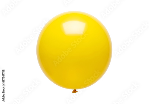 A vibrant, glossy yellow balloon is centered against a black background.
