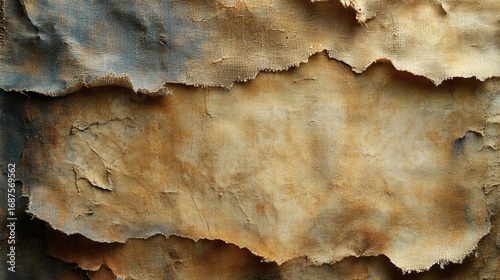 A layered fabric grunge texture background with frayed edges and rich textures
