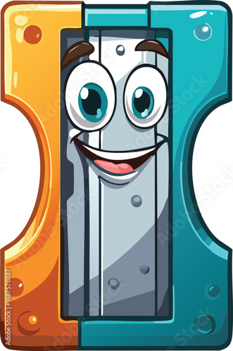 Cute Pencil Sharpener with Cheerful Cartoon Eyes