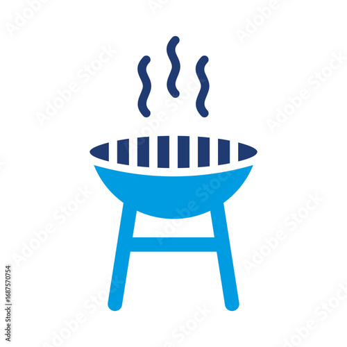 Barbecue Icon Vector Illustration Blue Version