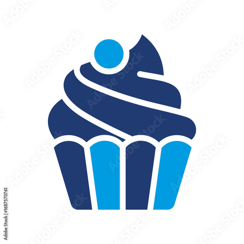 Cupcake Icon Vector Illustration Blue Version