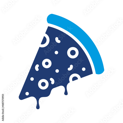 Pizza Icon Vector Illustration Blue Version