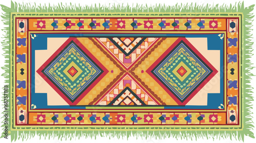 Modern Area Rug with Bold Geometric Pattern Design
