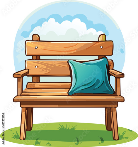 Wooden Bench with Comfortable Cushion for Seating