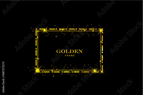 Gold luxury frame with radiant dust sparkle