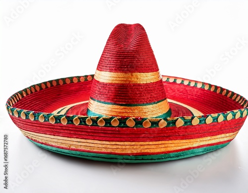 colorful mexican sombrero hat traditional fiesta on white background red