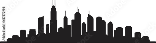 city skyline silhouette art on transparent background