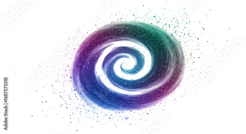 magical glowing swirl with sparkles isolated on white background, abstract fantasy light effect for magic, celebration, and digital design