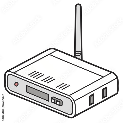 Modern wifi router with antenna for fast internet connection and wireless network setup for home or office
