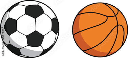 a soccer ball and basketball side by side comparison