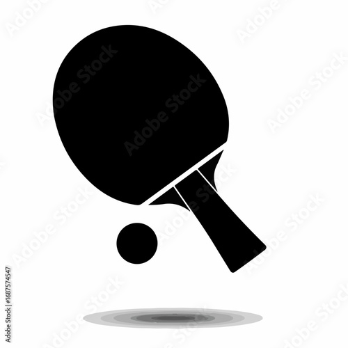 Dynamic ping pong paddle and ball icon capturing the thrill of a fast-paced rally, perfect for sports branding and design.