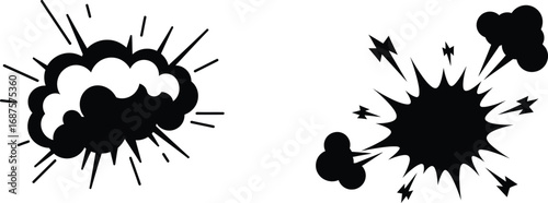 explosive comic art elements with dynamic shapes and lines