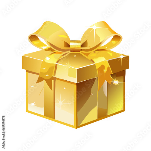 golden gift box with ribbon