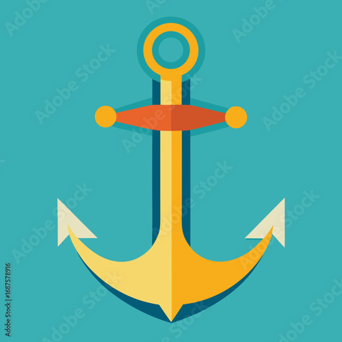 Bold, vibrant nautical anchor symbol representing stability, security, and maritime adventure in a modern, clean graphic style perfect for branding and design projects.