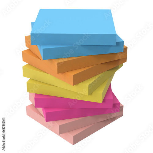 Colored Stocky Notes isolated on transparent background