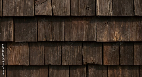 Dark wooden shingle siding texture