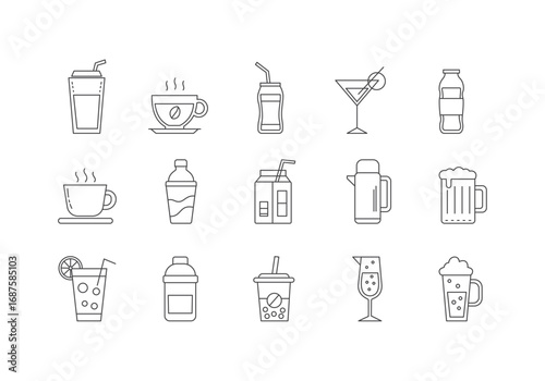 Beverage Icon Pack Liner Style Vector Symbol