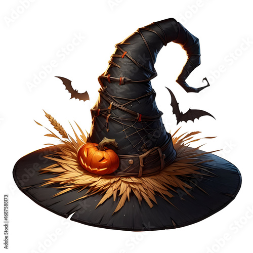 Witch hat on isolated on white background