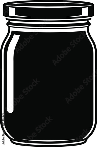 Illustration of a mason jar with a dark liquid inside isolated on white background simple and clean design