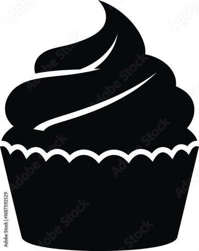 Illustration of a cupcake, isolated on white background perfect for advertising a bakery or dessert shop