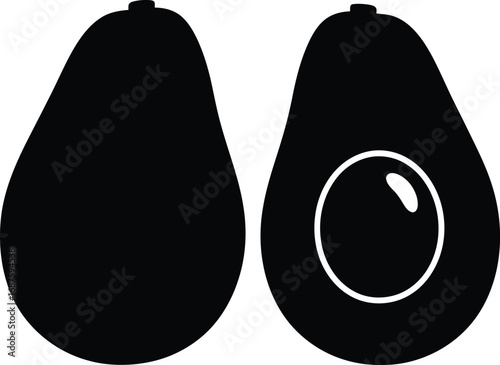 Two avocado halves isolated on white background, one with pit, a healthy and versatile fruit