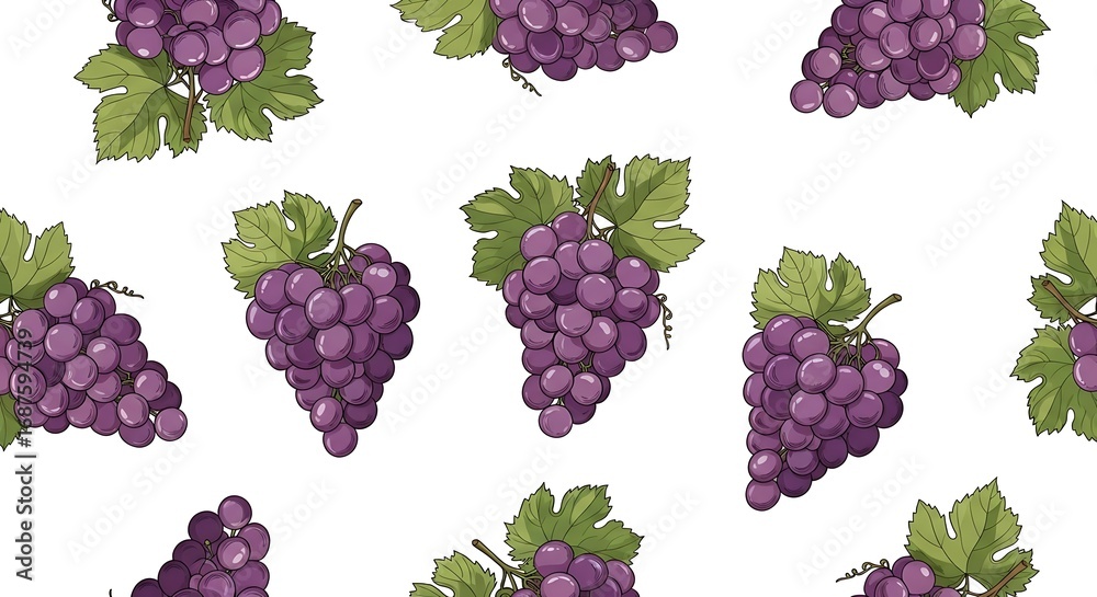 Red Grapes Seamless Pattern. Red Grapes Seamless Pattern.