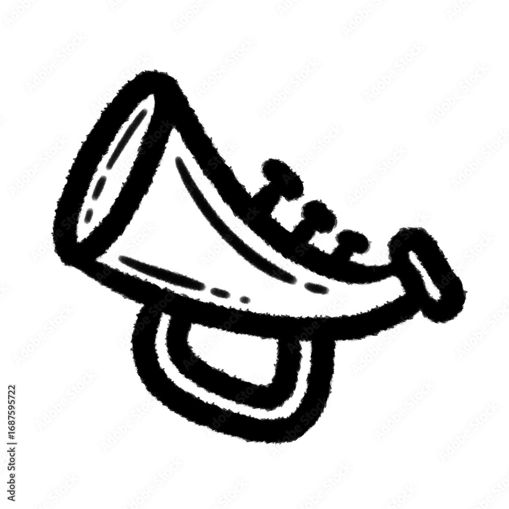 Obraz premium horn png outline, cute cartoon handdraw clipart kids doodle element hand drawn doodle, handwriting clipart, kawaii kids drawing, funny character, childlike sketch, handwritten words,