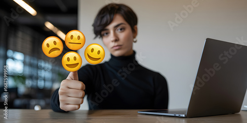 Satisfied customer giving positive feedback with thumbs up and happy emojis, excellent service review