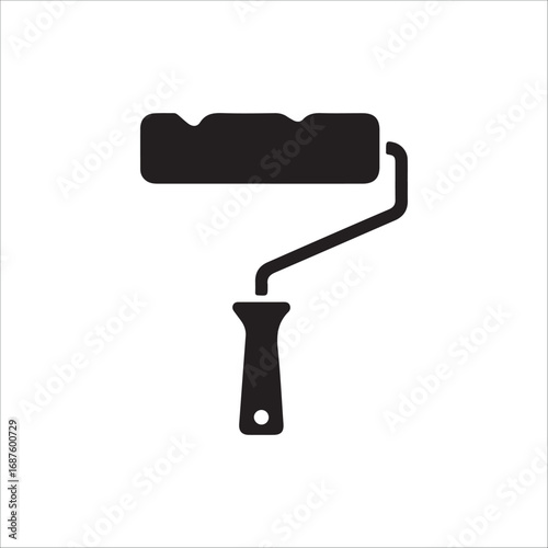 Isolated Black Paint Roller Icon Design for Renovation and Painting Projects Construction Equipment Symbol for Decoration Purposes