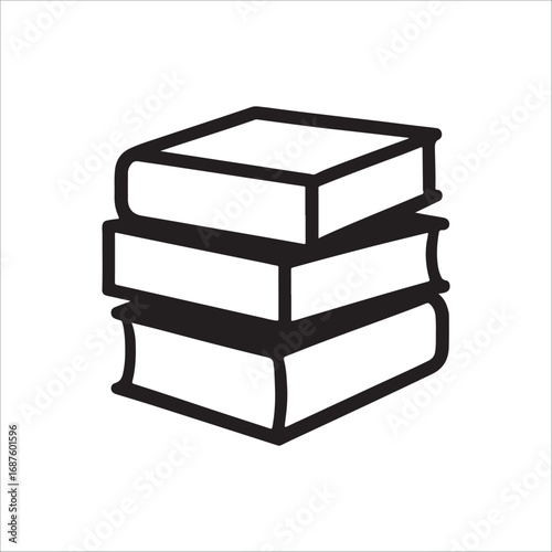 Stack of Books Black and White Icon Representing Knowledge Education and Learning for Library or School Designs
