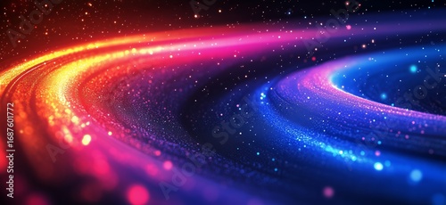 Colorful Light Trails Create a Mesmerizing Abstract Pattern in a Vibrant Cosm...