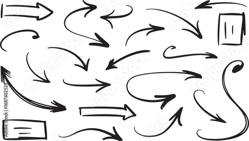 Hand Drawn Arrow Silhouette Vector Illustration for Direction and Navigation Designs