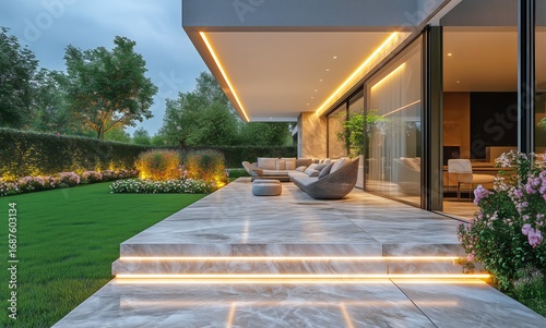 Contemporary Outdoor Living Space Showcasing Elegant Design and Modern Landsc...