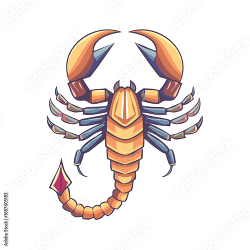 Detailed Scorpion Illustration of a Desert Arthropod with Claws and Stinger