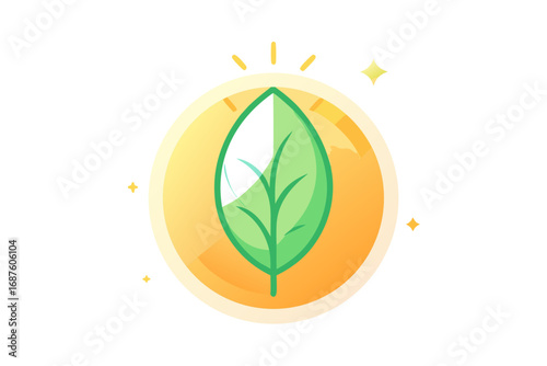 glowing leaf icon with subtle minimal veins eco friendly  