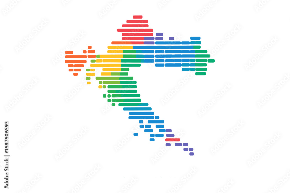 Obraz premium A vibrant vector illustration of a modern, rounded map logo for Croatia featuring digital colors