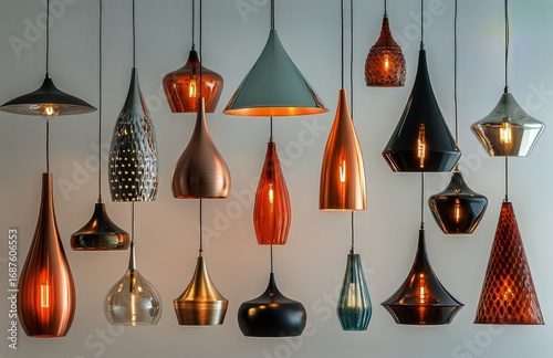 Unique Hanging Light Fixtures Create a Modern Ambiance in a Cozy Indoor Space.