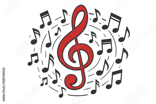 A vibrant musical backdrop comprised of notes is depicted in this vector design