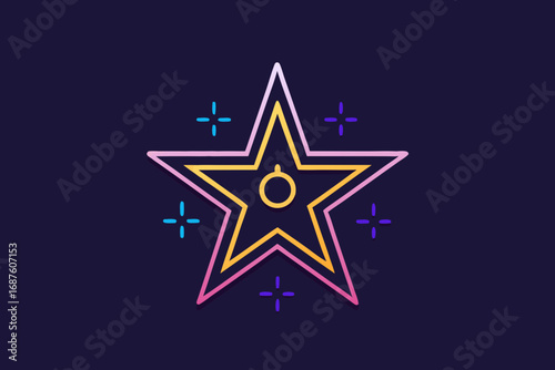 Hollywood star walk of fame outline entertainment celebrity honor design