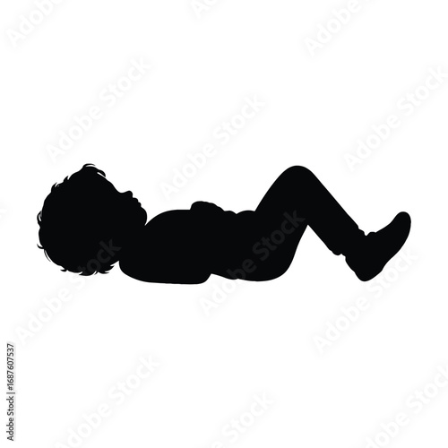 Silhouette of a Child Resting on Their Back in Dark Clothing