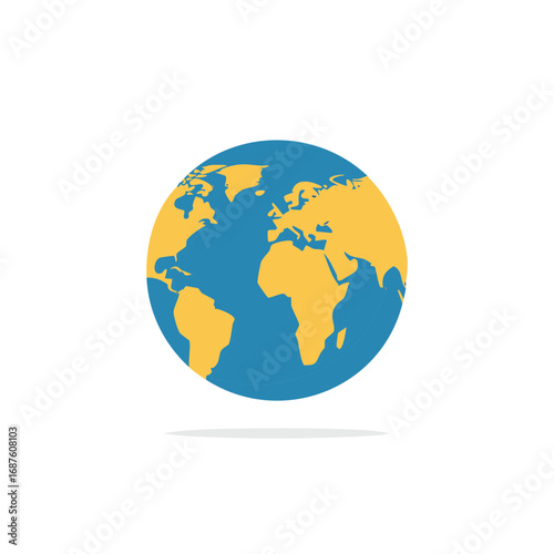 World Globe Icon with Continents Depicted in Flat Vector Style Global Connections and Worldwide Geography Illustrated