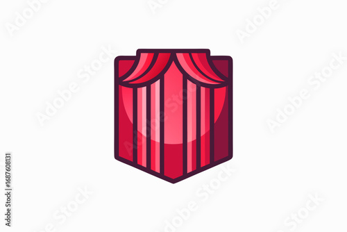 red theater curtain glowing with layered folds and texture