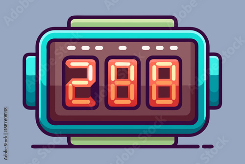 scoreboard glowing with digital numbers and clean border outline