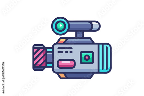 Video camera recorder icon glowing with clean minimal lines