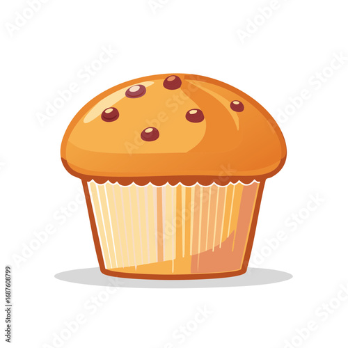 Delicious Chocolate Chip Muffin Baking Cup Treat Bakery Sweet Dessert Illustration