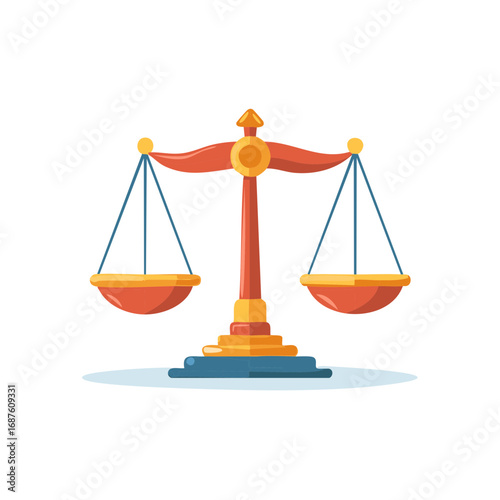 Stylish Justice Scales Depicting Law and Balance with Harmonious Color Palettes and Modern Geometric Design