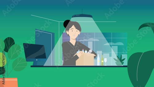 Woman Organizing Recycling at Home with Eco-Friendly Lifestyle